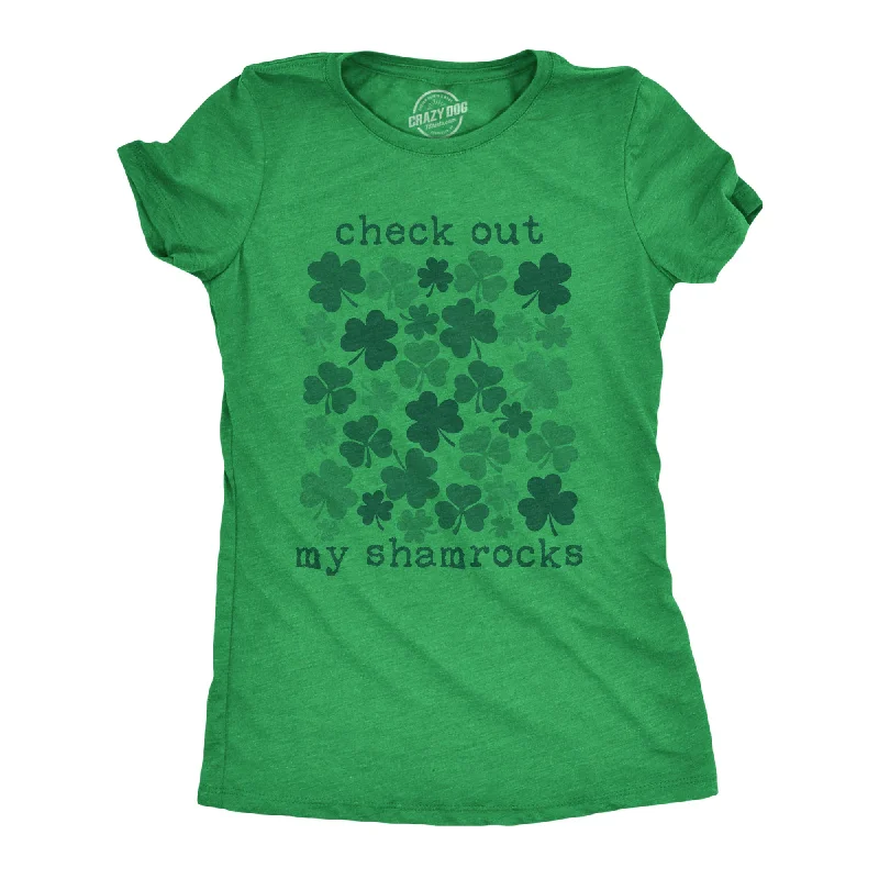 High-quality leather jackets for women-Womens Check Out My Shamrocks T Shirt Funny Saint Paddys Day Clover Graphic Tee For Ladies