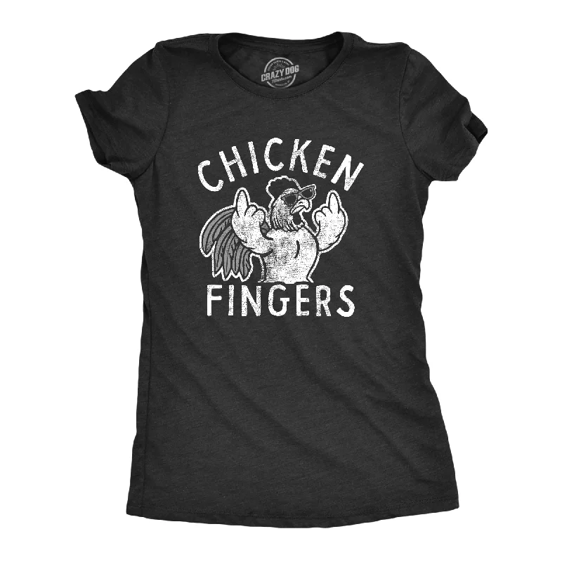 Vintage floral dresses for women-Womens Chicken Fingers T Shirt Funny Sarcastic Offensive Middle Finger Tee For Ladies