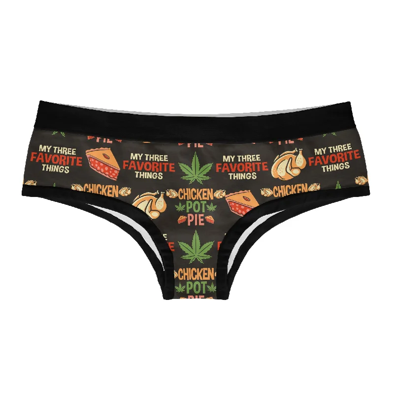 Affordable leggings for everyday use-Womens Chicken Pot Pie Panties Funny Weed Bikini Brief 420 Graphic Underwear For Ladies