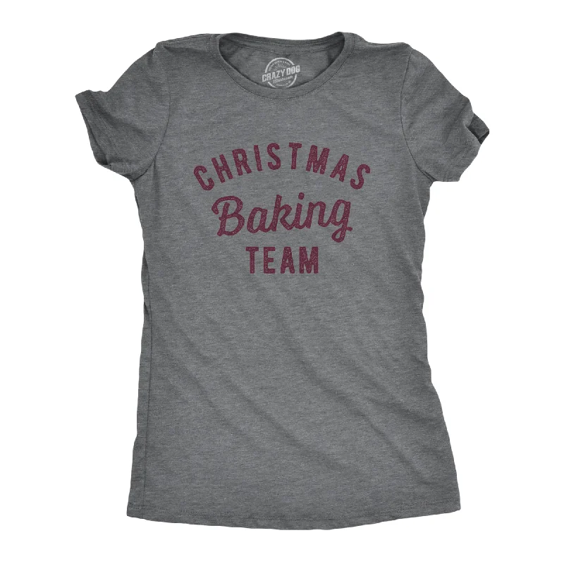 Casual summer dresses for women-Womens Christmas Baking Team Tshirt Funny Xmas Party Family Novelty Graphic Tee For Ladies