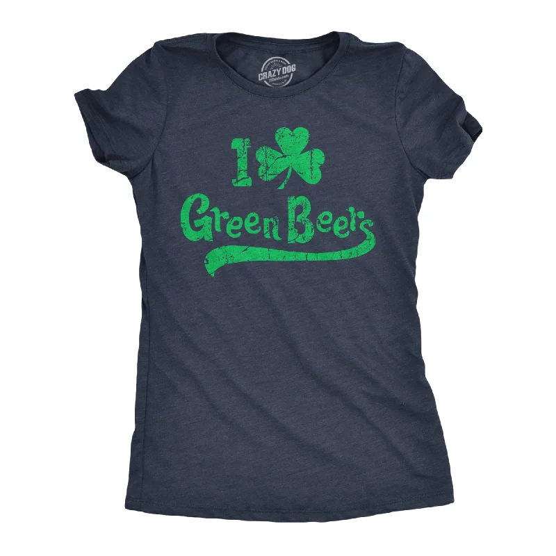 Casual tank tops for summer-Womens I Clover Green Beers T Shirt Funny Saint Patricks Day Patty Drinking Tee