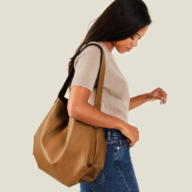 Durable leather backpacks for students-Accessorize London Women's Tan Slouch Shoulder Bag