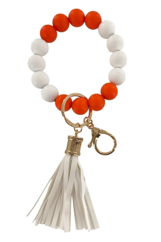 Trendy transparent clutch bags-BB139x185 Gameday College Colors Silicone Beaded Keychain Bracelet