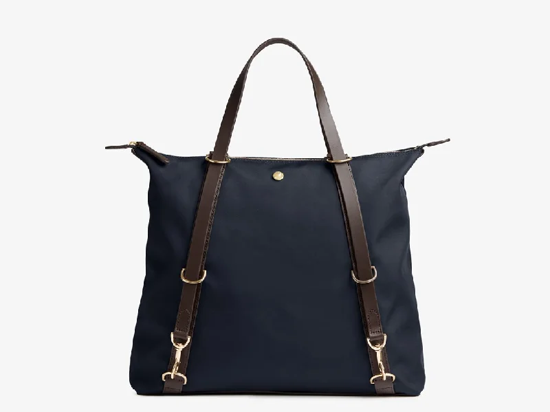 Colorblock tote bags for modern style-Day Pack Navy/Dark Brown