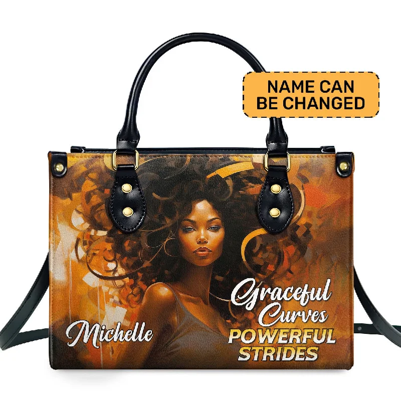 Retro style handbags with wooden handles-Graceful Curves Powerful Strides - Personalized Leather Handbag SB305