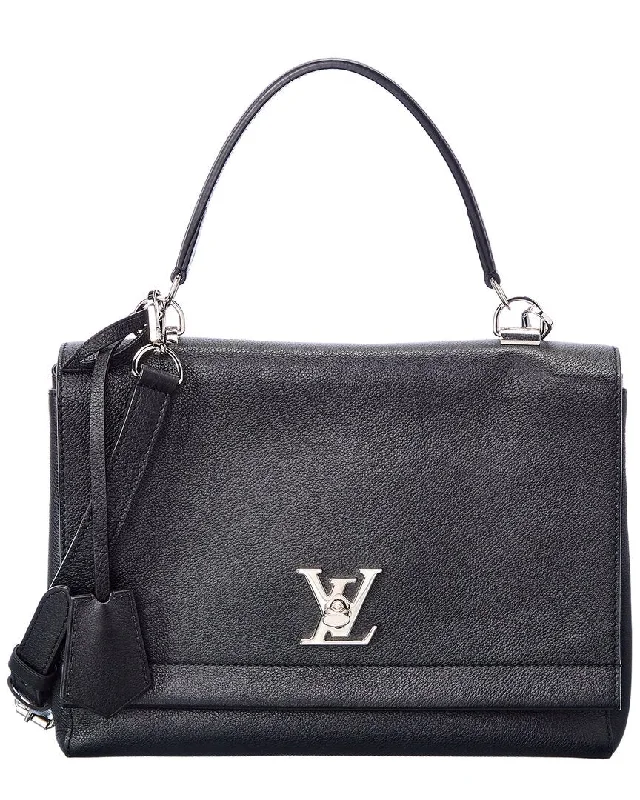 Minimalist leather backpacks for women-Louis Vuitton Black Leather LockMe II (Authentic Pre-Owned)