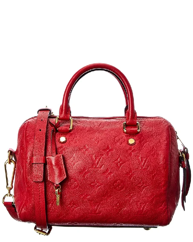 Travel-friendly anti-theft bags for women-Louis Vuitton Red Monogram Mat Vernis Leather Speedy 25 Bandoulière (Authentic