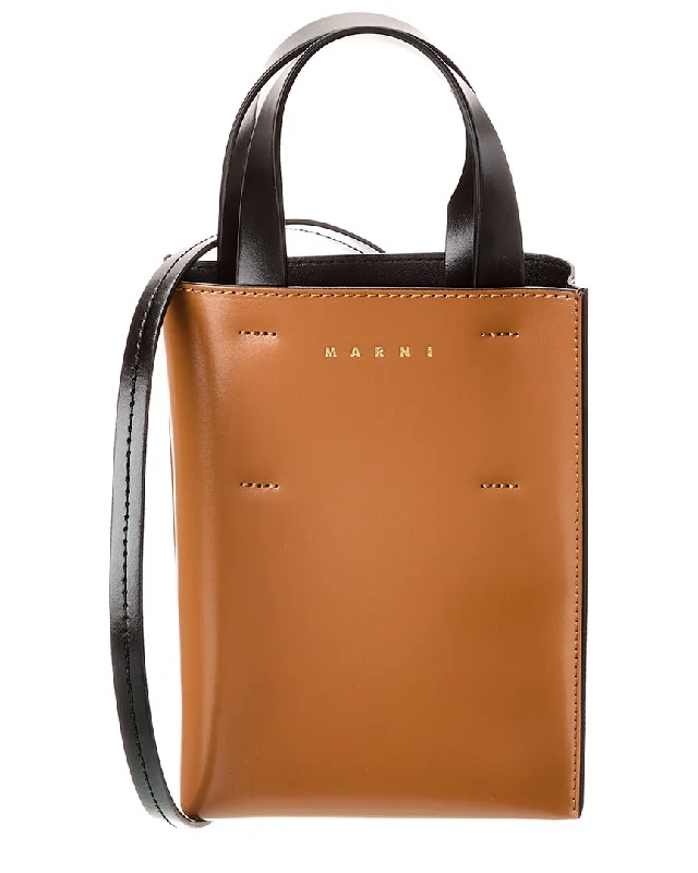 Stylish belt bags with zipper pockets-Marni Museo Nano Leather Tote