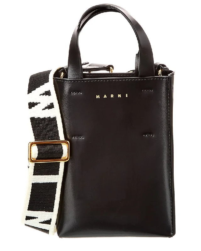 High-end evening bags with satin finish-Marni Museo Nano Leather Tote