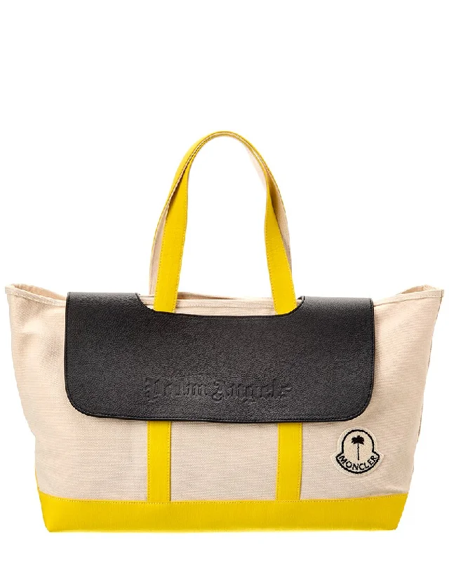 Chic leather wristlets for women-Moncler x Palm Angels Canvas & Leather Tote