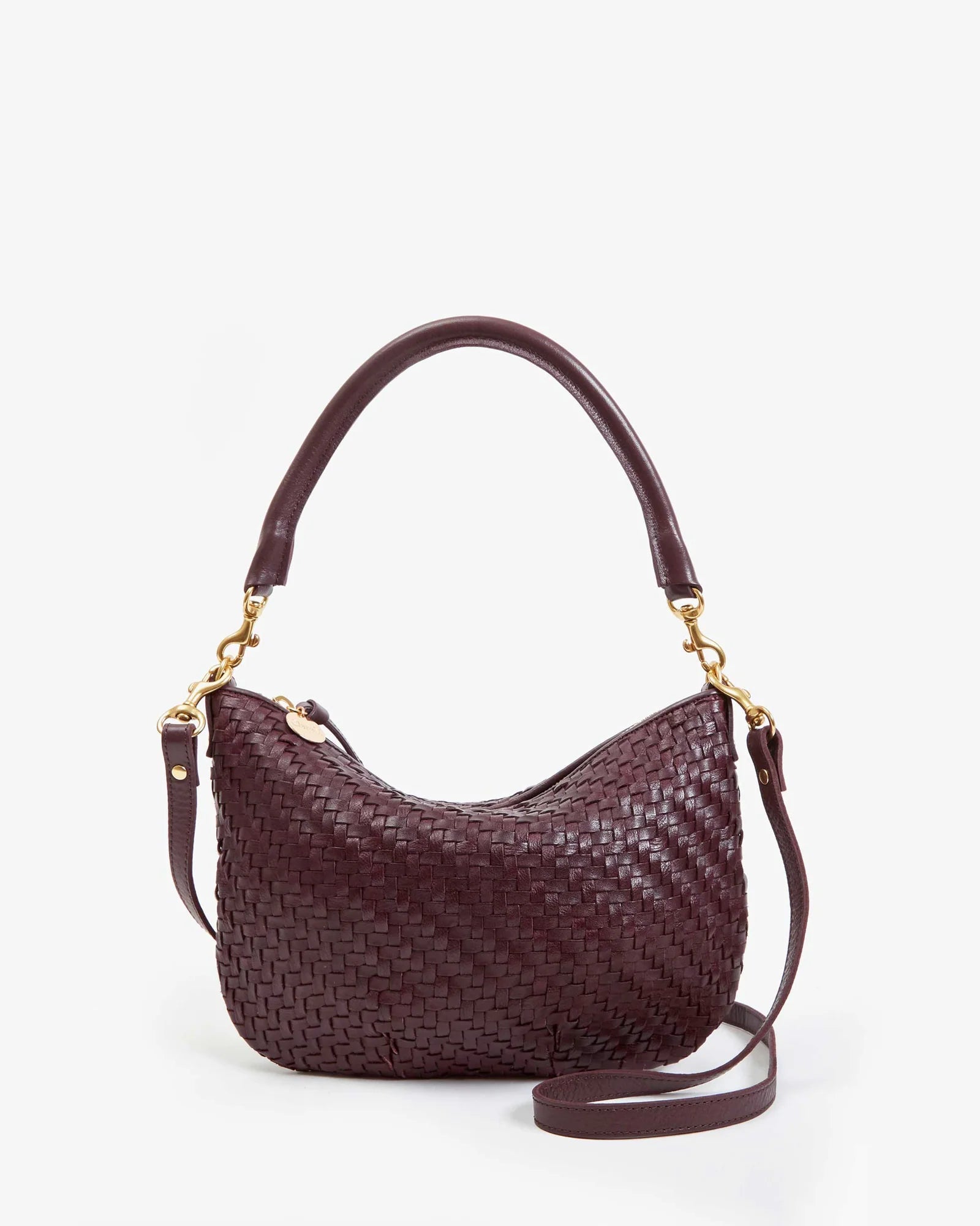 Elegant evening bags with rhinestone embellishments-Petit Moyen Messenger Plum Woven Zig-Zag