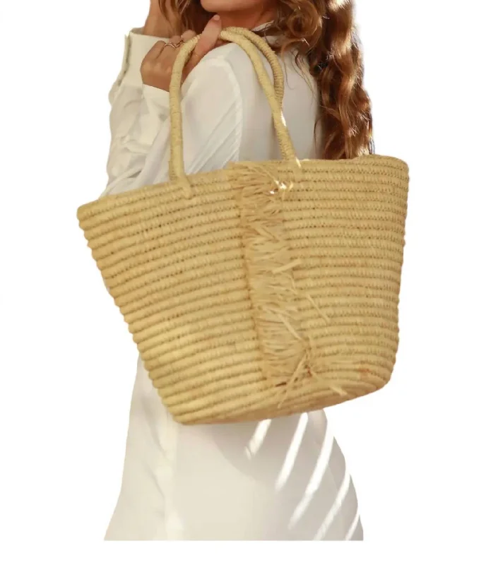 Waterproof tote bags for outdoor use-Roxanne Crochet Straw Basket Bag In Natural