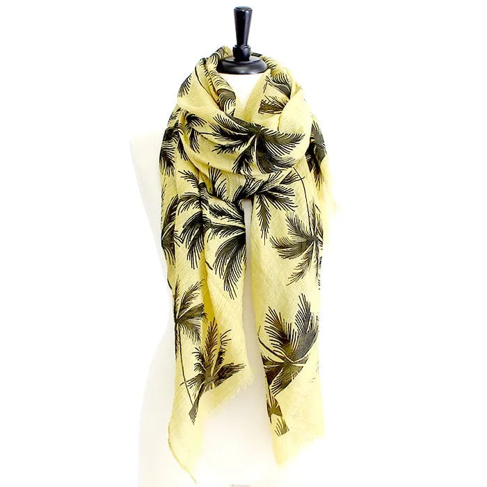 Chic hobo bags with metallic finish-FA-1415 Palm Print Scarf