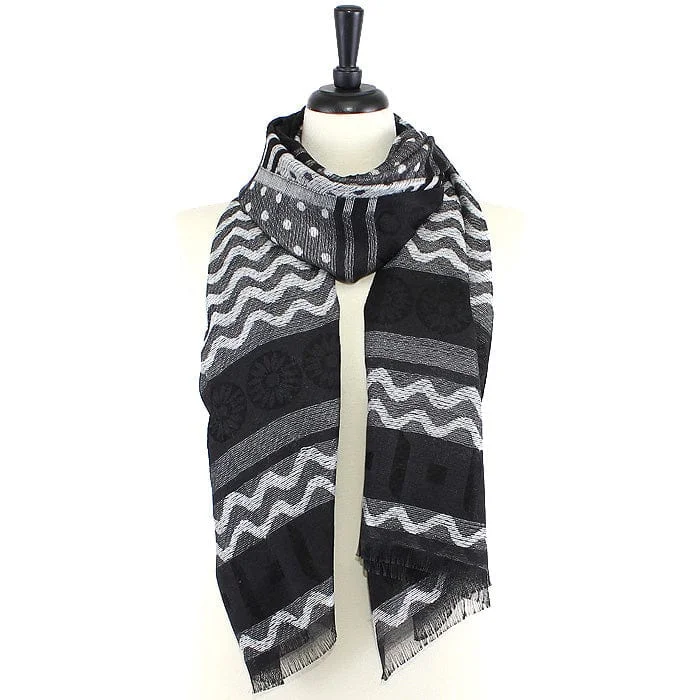 Designer bucket bags with drawstring-XP6-BW Pashmina Long Scarf