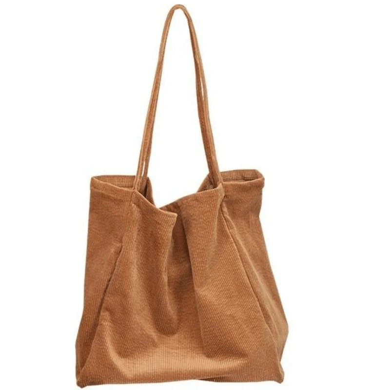 Designer bucket bags with drawstring-Fashion Corduroy Shoulder Bag