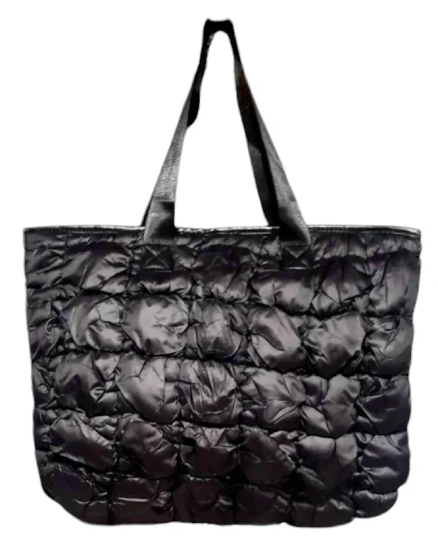 Casual denim handbags for women-Women'ts Puffer Tote Bag In Black