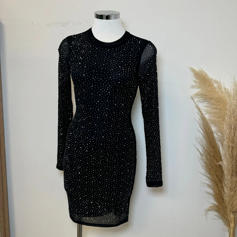 Designer blouses with lace details-La Durango Rhinestone Dress-Black