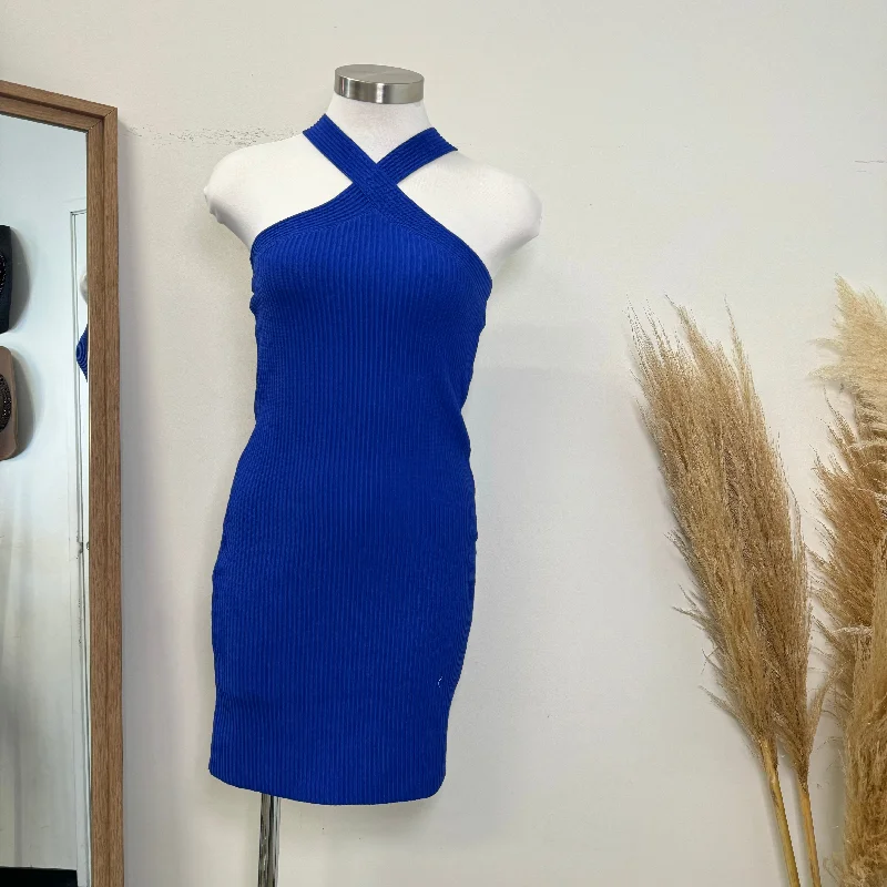 Elegant evening gowns for women-Lexy Cross Body Dress-Royal Blue