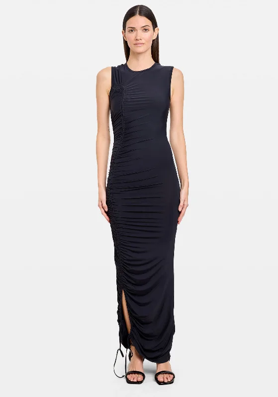 Elegant maxi dresses for evening wear-LOLA DRESS BLACK