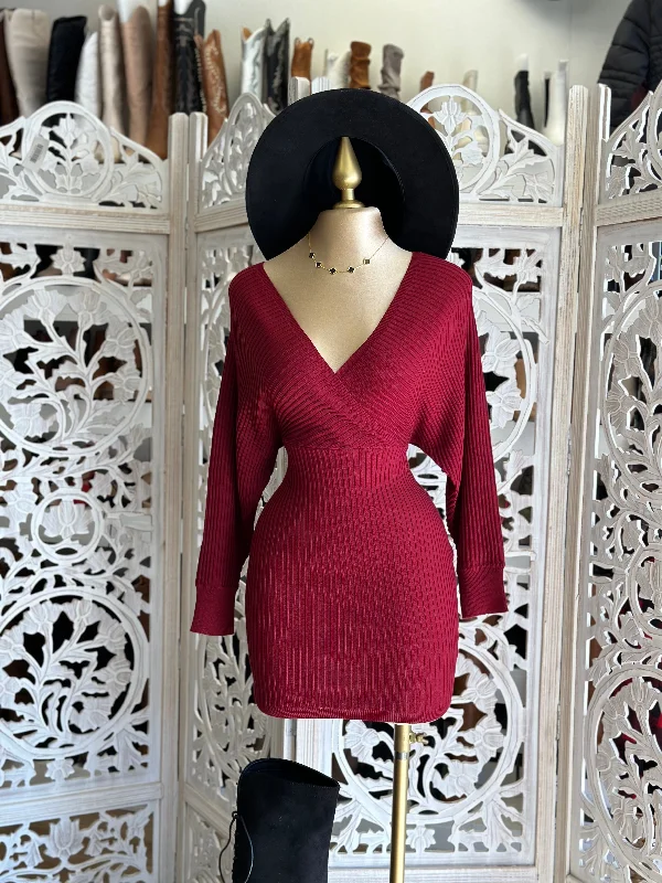 Elegant evening gowns for women-Wrapped Sweater Dress lo