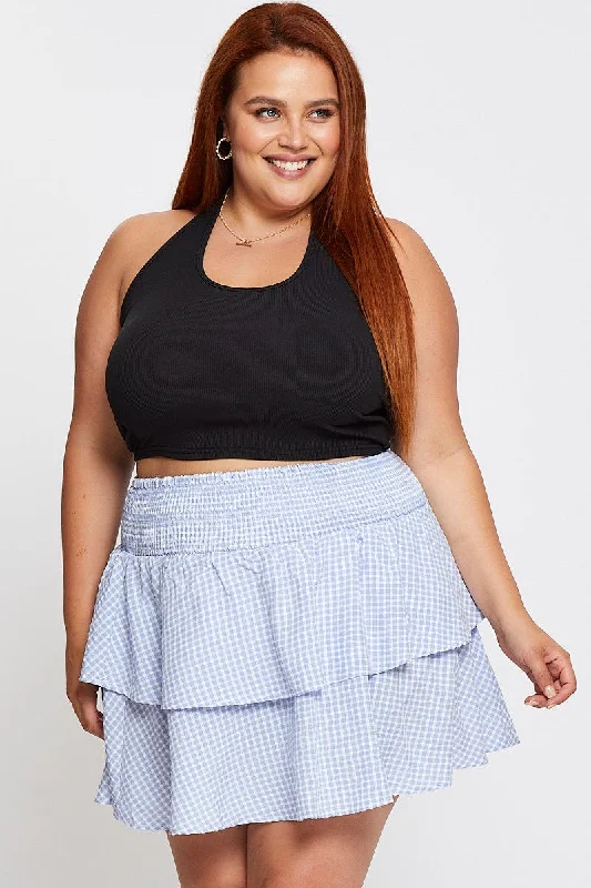 High-waisted leggings for workouts-Check Mini Skater Skirt Tie