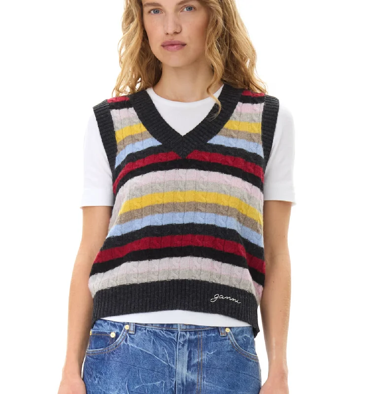 Luxury cashmere cardigans for women-Ganni Wool Vest