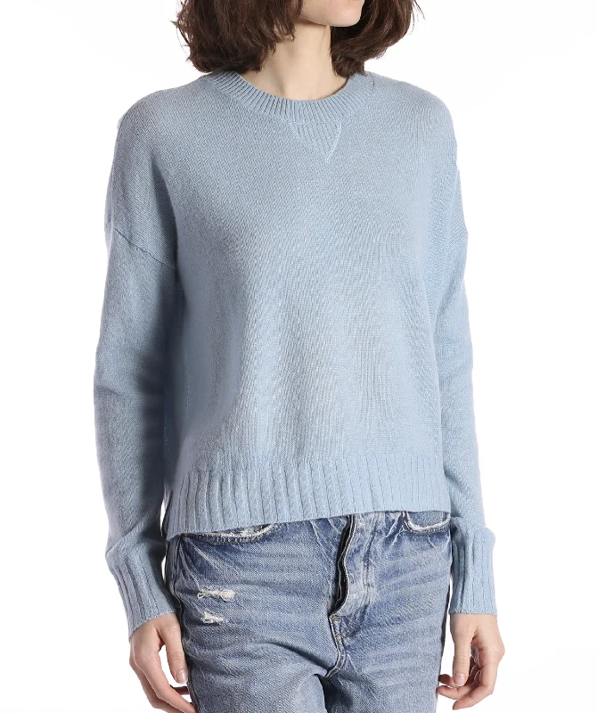 Luxury cashmere cardigans for women-Minnie Rose Sport Crew Sweater