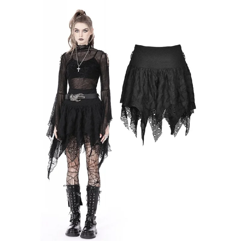 Soft silk pajamas for women-Women's Punk Irregular Mesh Splice Draped Skirt