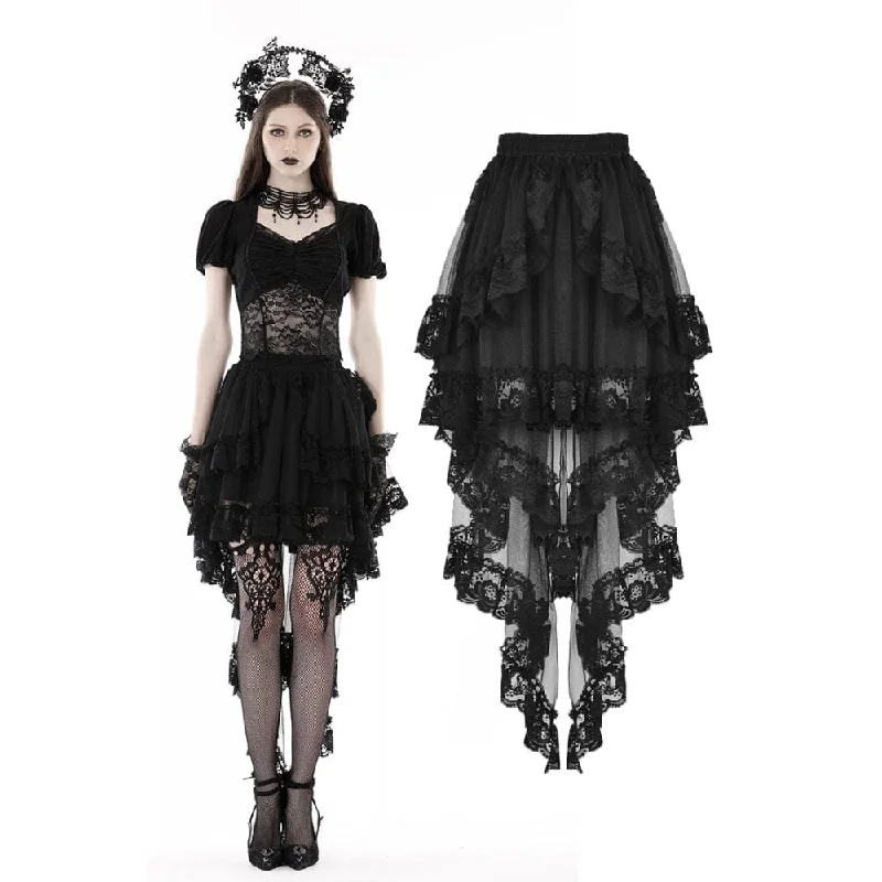 Affordable t-shirts for daily wear-Women's Punk Irregular Ruffled Lace Skirt